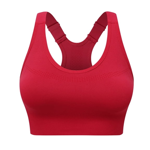 HNMKIU Plus Size Sports Bras for Women with Adjustable Straps Back Shockproof Underwire Free with Beauty Back Design Detachable for Fitness Plus Yoga Bras for Women Red,XL
