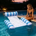 thumbnail image 6 of Cevemin 3-Tube Striped Inflatable Pool Float Thickened PVC Floating Bed Portable Swimming Air Mattress with Pump for Summer Beach Water Party, 6 of 8
