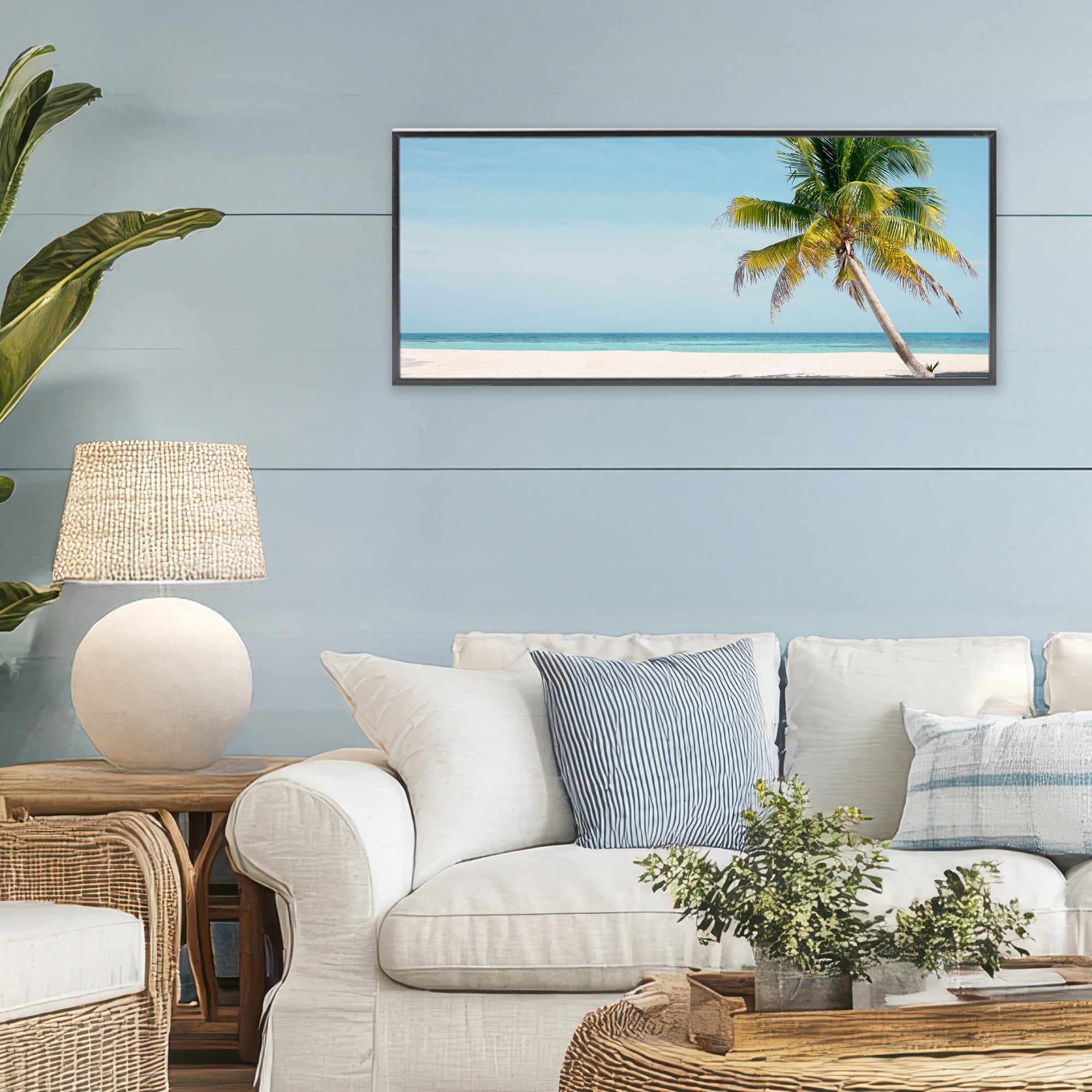 Stupell Industries Tropical Island Palm Tree Black Framed Giclee Art, design by Danita Delimont