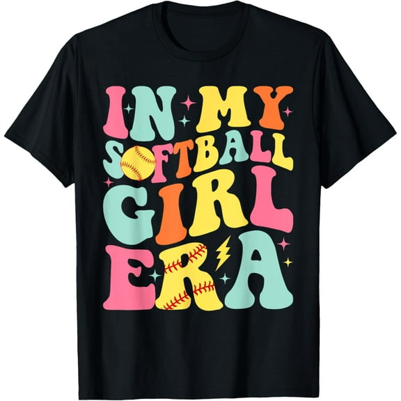 In My Softball Girl Era Retro Groovy Softball Girl T-Shirt