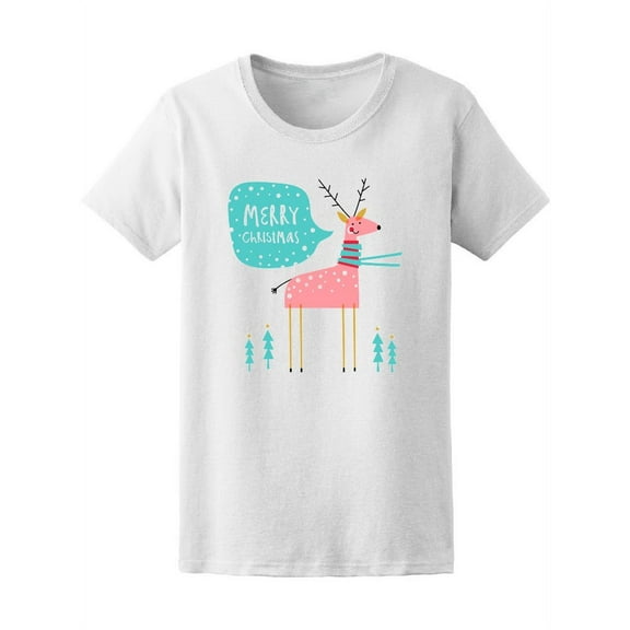 Merry Christmas Cute Deer Tee Women's -Image by Shutterstock