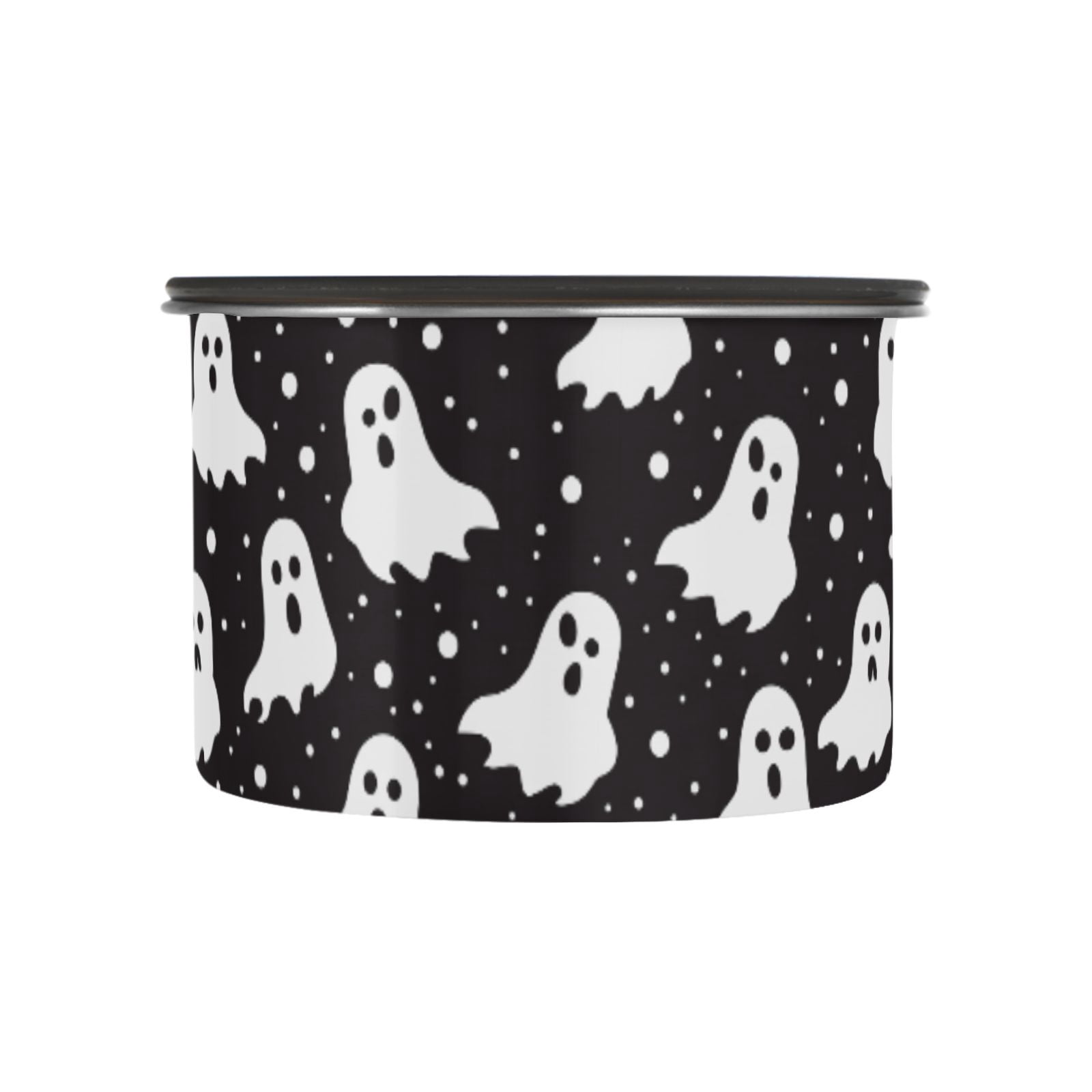 Ghost Polka Dots Airtight Coffee Bean Canister 30oz Food Storage Containers with Lids For Gournd, Tea, Sugar, Flour, Rice, Cereal, Candy Cookie Jar