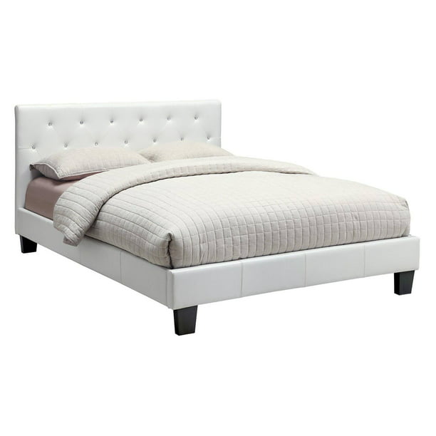 Faux Leather Platform Double 54 Bed, White Faux Leather Headboard Double