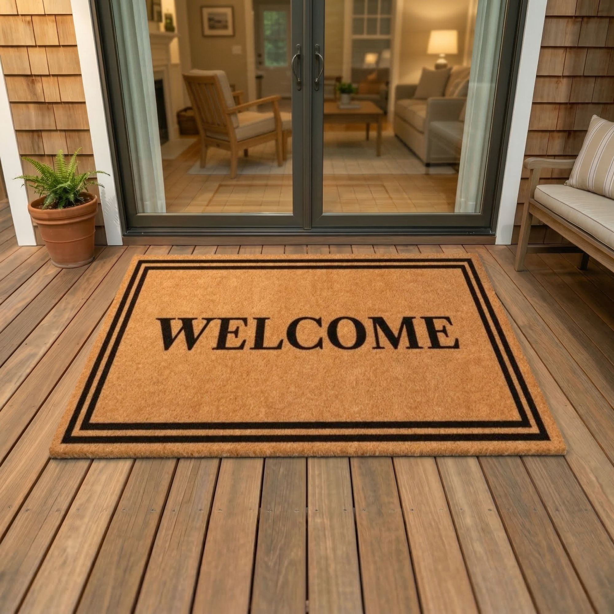 Ottomanson Coir Welcome Mat, Non-Slip Outdoor Doormat, Weather-Resistant, 24" x 36"