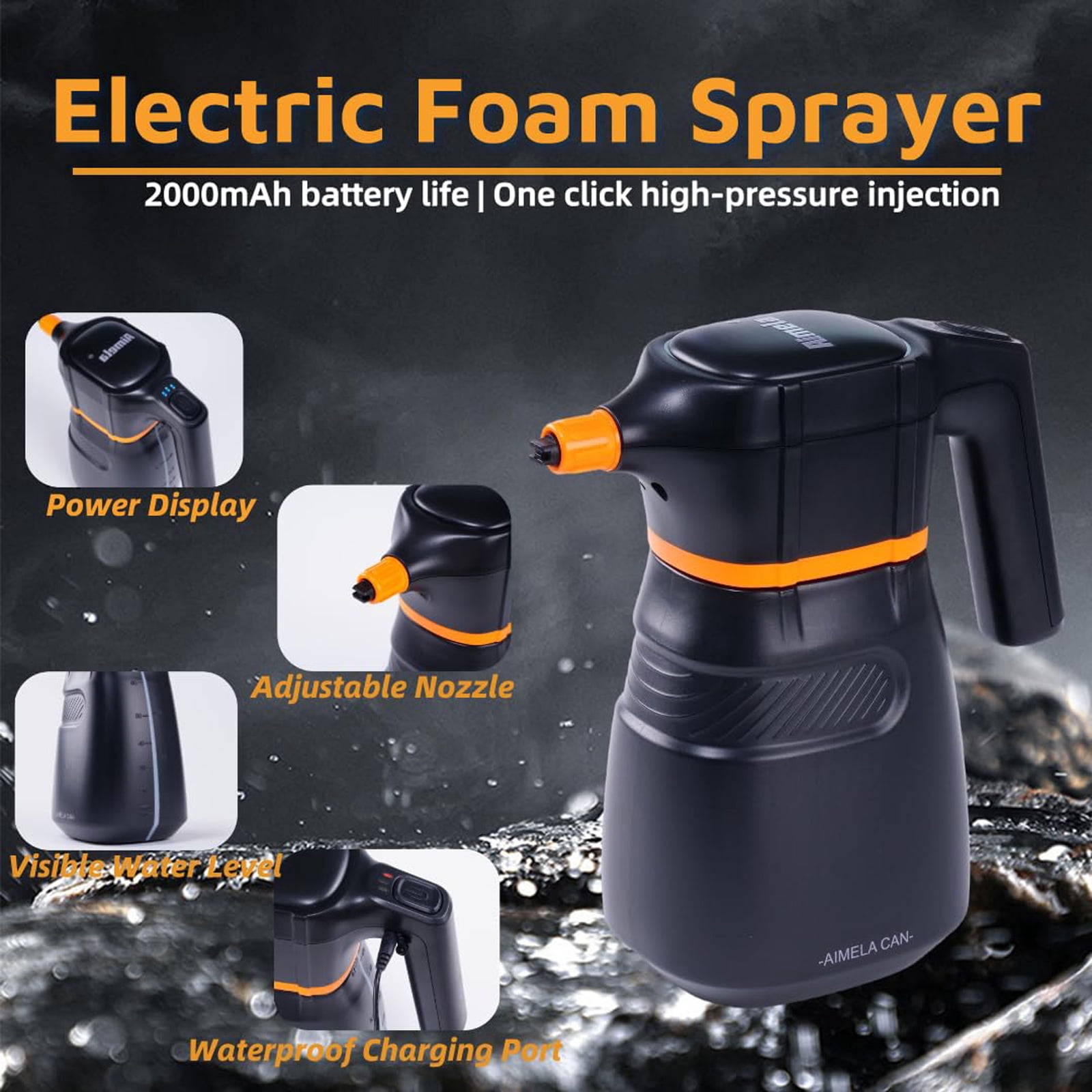 2L Electric Foam Sprayer With 2000mAh Pressure Washer Suitable For Car Home Cleaning Thickened Durability Design