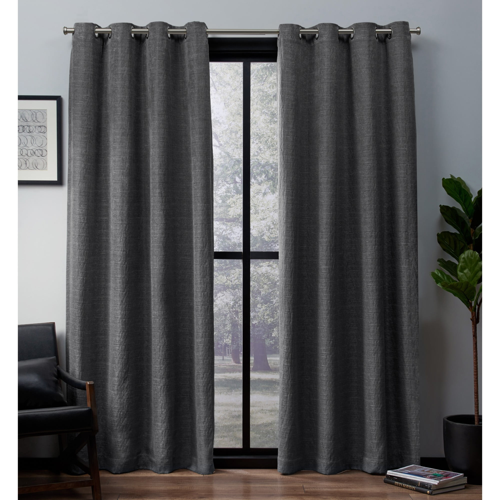 Exclusive Home Curtains 2 Pack Leeds Textured Slub Woven Blackout