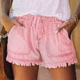 thumbnail image 5 of Women'S Summer Mid Waist Elastic Denim Shorts Stretchy Short Casual Hot Pants with Pockets Light Pink XL, 5 of 7