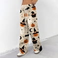 thumbnail image 3 of Fabrcox Halloween Women's Pajamas Pants Funny Pumpkin Ghost Spider Web Sleep Pants Women Soft Spooky Fall Winter Wide Leg Women's Lounge Pants, 3 of 5