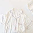 thumbnail image 3 of Pijama de verano de manga corta con estampado de letras japonesas, lencería, ropa de estar por casa, conjunto de pijama de satén para mujer, 3 of 5