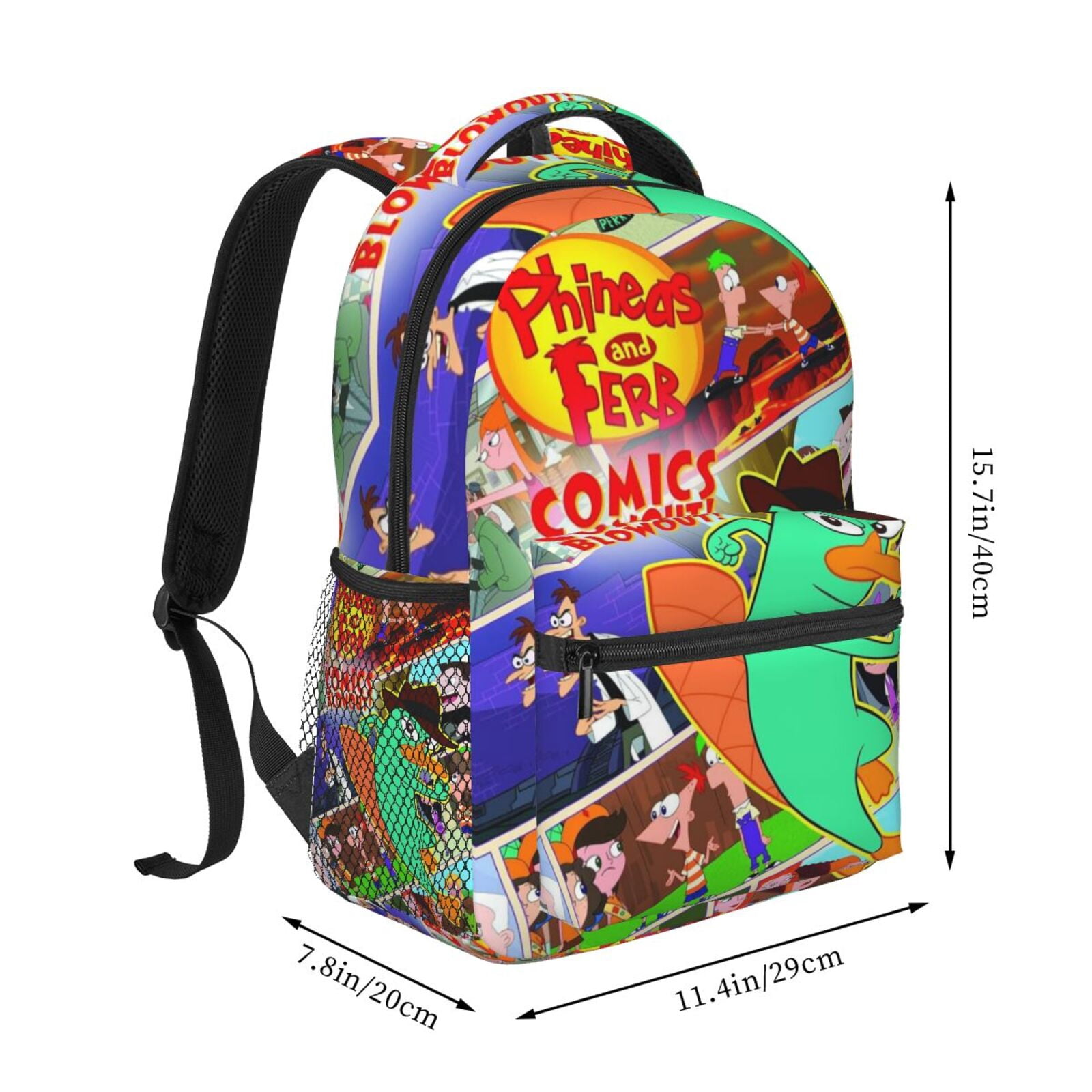 Unisex Anime Large Capacity Laptop Bags Bookbag Schoolbag Daypack Phineas & Ferb Style 1 Casual Backpack