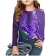 thumbnail image 4 of Spazoro Kids Girls Shirts Tee, Crew Neck Carnival Long Sleeve 2025 Casual Loose Tops for Child Girls Purple Size 4 T, 4 of 4