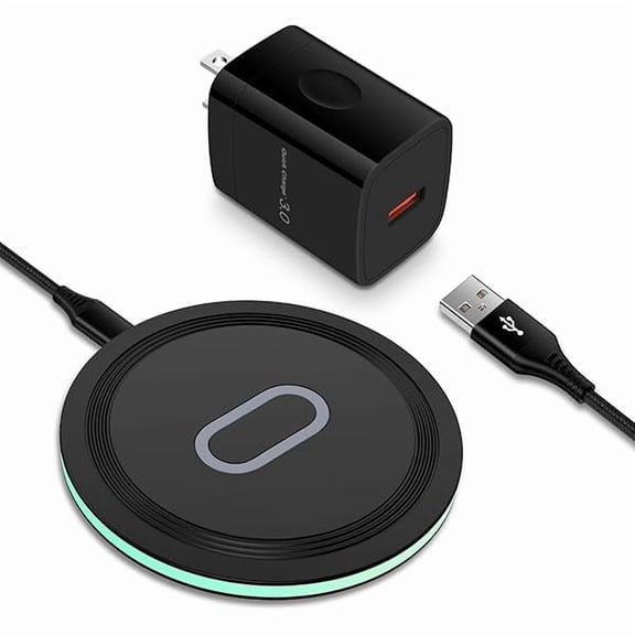 Wireless Charger Fast Charging Pad for Samsung Galaxy S25 Ultra S24 FE S23 FE Ultra S22 S21 S20 Z Fold6 5,15W Wireless Charging Station with QC3.0 Adapter for iPhone 16 15 Pro 14,Google Pixel 9 pro 8