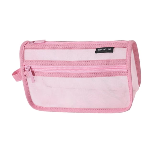 Housses de Volant Sac de Papeterie en Maille Grande Capacité Sac à Stylos en Maille Transparent Sac de Rangement Portable pour Étudiant