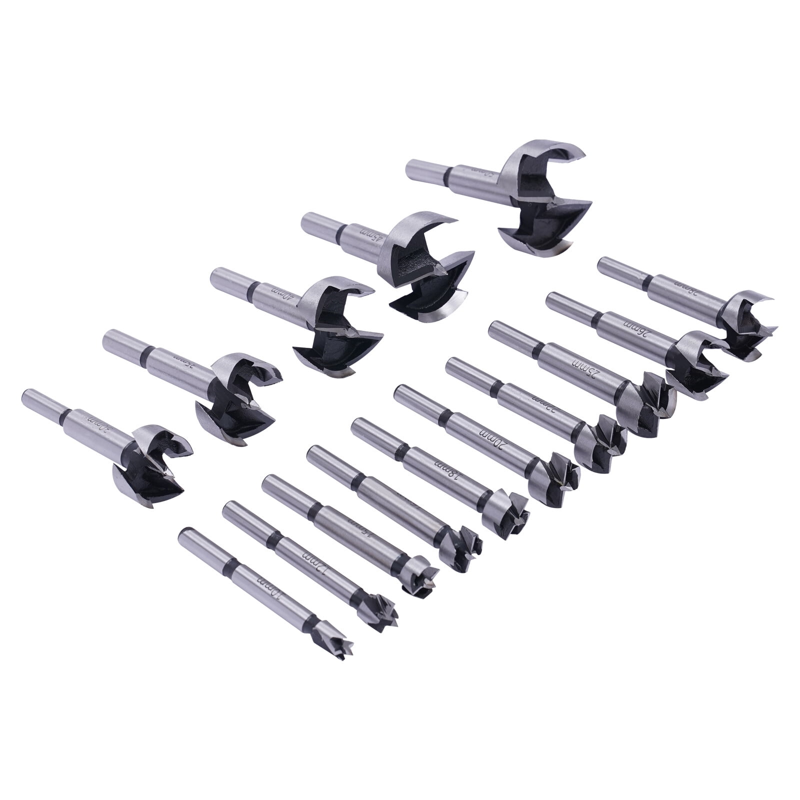 15 piece Drill Bit Set-Forstner Professional Woodworking Drill Bit Set Silver for Woodworking Repair