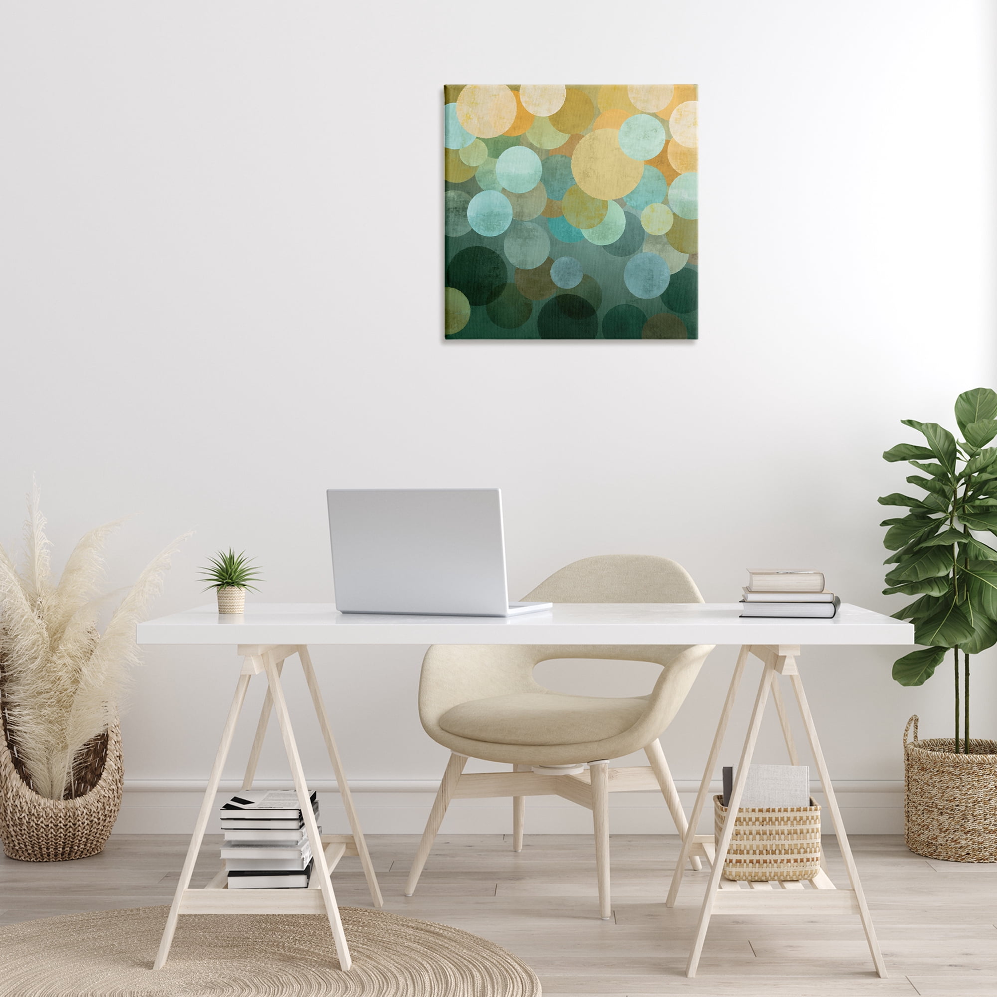 Stupell Industries Round Layered Circles Abstract Painting Gallery Wrapped Canvas Art Print Wall Art, 24 x 24
