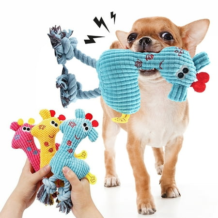Pet Dog Vocal Plush Toy Multi-Color Belt Cotton Rope Toy Bite-Resistant Pet Toy Pet Supplies pet Toy (Color :