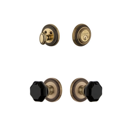Grandeur Newport Rosette Single Cylinder Knob Combo Pack with Lyon Knob and matching Deadbolt