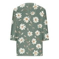 thumbnail image 4 of DDAPJ pyju Spring Tops for Women Trendy 3/4 Sleeve T-shirts Dressy Casual Floral Print V Neck Blouses Loose Fit Mid-length Tunics Gray XL, 4 of 6