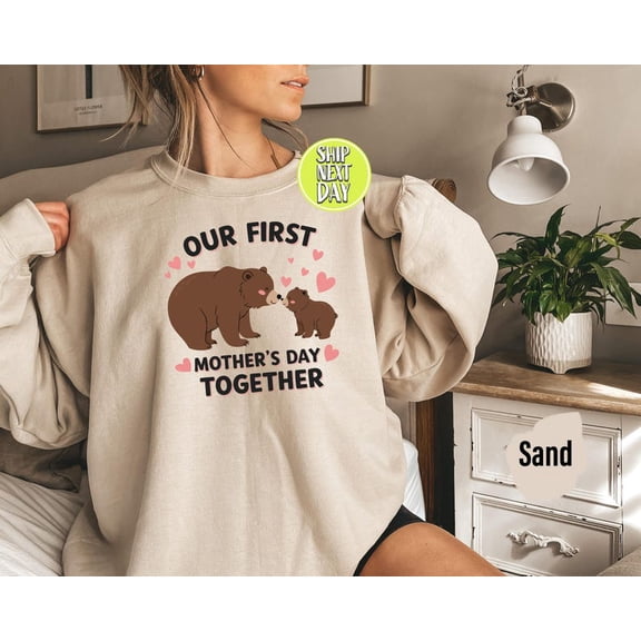 First Mother's Day Sweatshirt, Mama Baby Bear Hoodie, New Mom Gift for Her and Baby