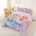 thumbnail image 2 of jejeloiu Pink Flower Monogrammed X Full Size Comforter Sets For Girls,Rainbow Magical Initial Bedding Sets For Kids,Pink Reversible,3pcs, 2 of 7