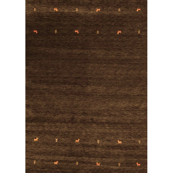 Ahgly Company Indoor Rectangle Abstract Orange Contemporary Area Rugs, 7' x 9'