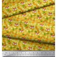 thumbnail image 2 of Soimoi Polyester Crepe Fabric Leaves & Fox Face Cartoon Printed Fabric 1 Yard 42 Inch Wide, 2 of 3