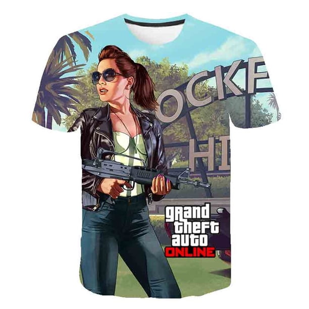 2023 verano nuevo Grand Theft Auto camisetas ropa niños dibujos animados Casual GTA5 camisetas disfraces niños niñas Tops camisetas Clothing12M Gao Jinjia LED