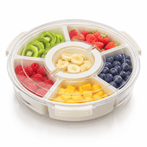 Snackle Box Container,6 Compartment Divided Serving Tray with Lid and Handle,Snack Tray for Candy,Fruits,Nuts,Snacks