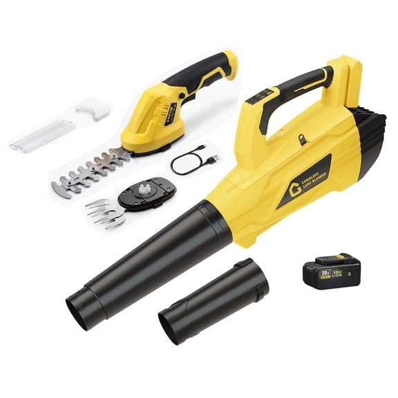 Cordless Leaf Blower & Hedge Trimmer Combo Set – 20V & 7.2V Battery Garden Tools for Lawn Care