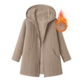 thumbnail image 3 of Women 100% Cotton Cable Knit Hooded Sevevn Long Coat Full Zip Front Long Sleeve Pocket Warm Casual Outer Jacket, 3 of 4