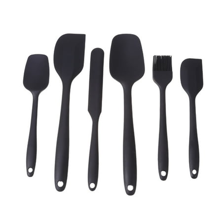 

TOYMYTOY 6Pcs High Temperature Resistant Baking Tools Set Silicone Scrapers Spatula Brush Set for Home Pastry Shop (Black)