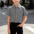 thumbnail image 6 of Guluxicc Button Up Shirts for Kids Boys Short Sleeve Checkered Lapel Tops Casual Summer Breathable Plaid Button Up Shirts, 6 of 6