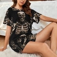 thumbnail image 4 of Fotbe Cyber Skeleton With Tattoos Conjunto de Pijama Estampado para Mujer, 2 Piezas, Ropa de Dormir con Camiseta de Manga Corta y Shorts Suaves-Medium, 4 of 6