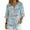 Blue Cherry Blossom, variant on Navy Blue Bamboo Leaves Print Women 3/4 Sleeve Tops Casual Linen V Neck Summer Button Shirts Plus Size Vintage Blouse Plus Size, 3XL