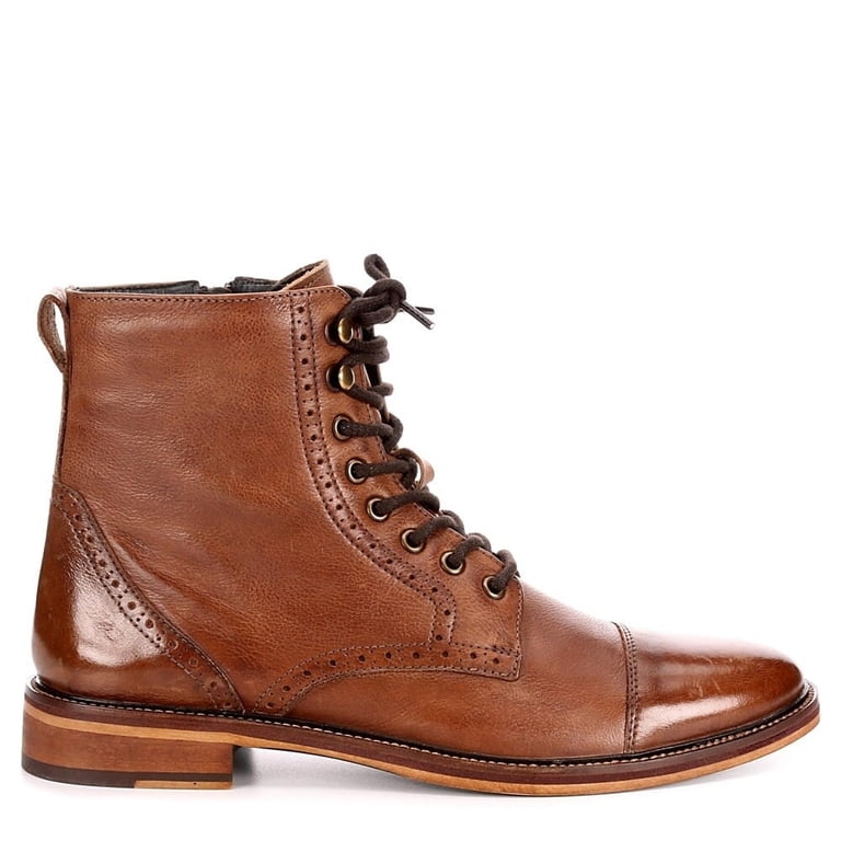 Franco Fortini Brown Leather Lace-Up Fur-Lined Ankle Boots Franco Fortini Mens Dillan Leather Lace-Up Boots, Size 12  main image 3