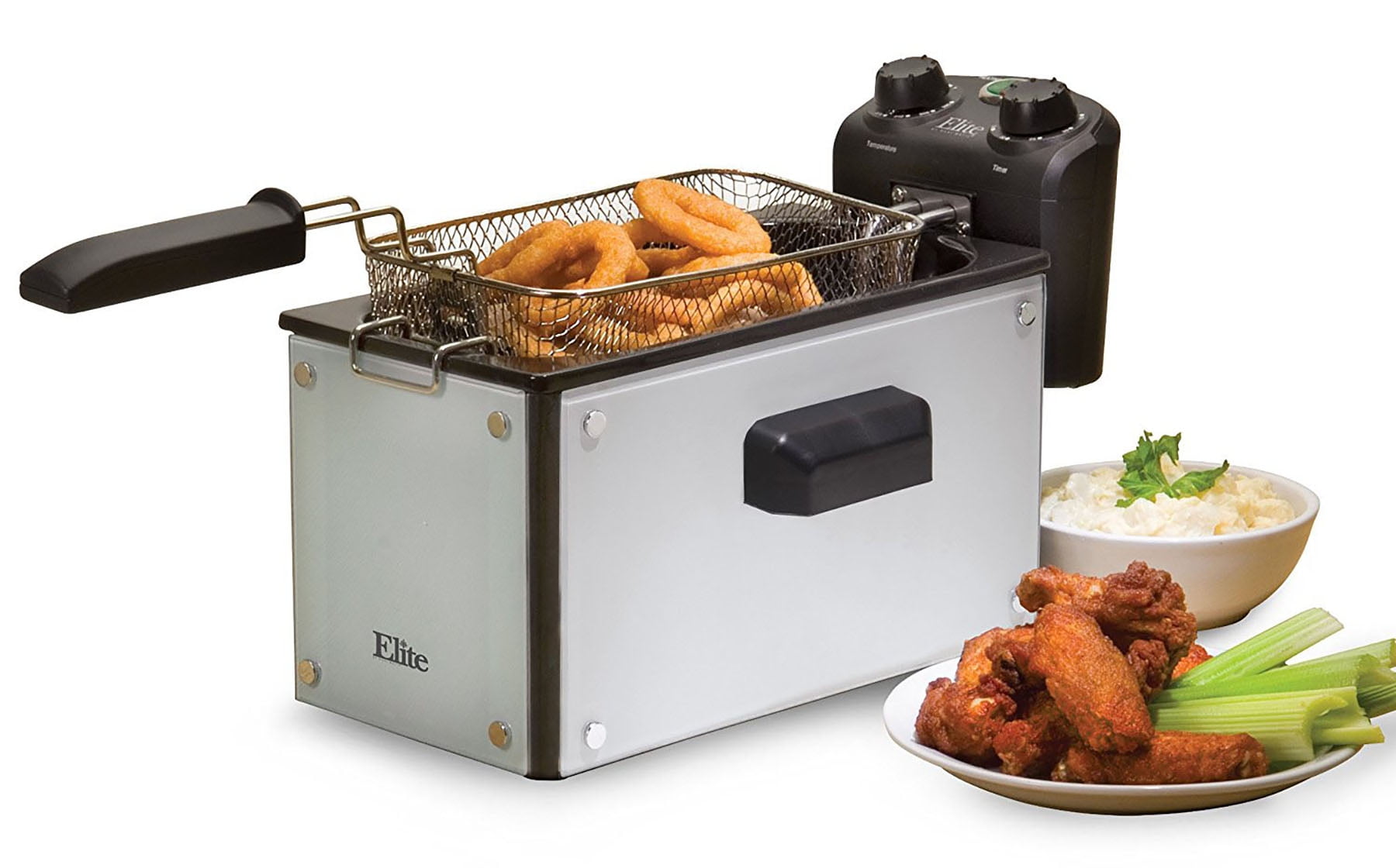Elite EDF3500GW 3.5Quart Full Immersion Deep Fryer, White