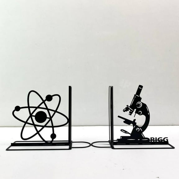 Craftnamesign Custom Scientist Metal Book Ends for Shelves, Book Holder for Office