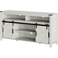 thumbnail image 5 of WAMPAT 59" Farmhouse TV Stand for 65 Inch TV, Wood Entertainment Center with Sliding Barn Doors & Mesh Doors, Antique White, 5 of 8