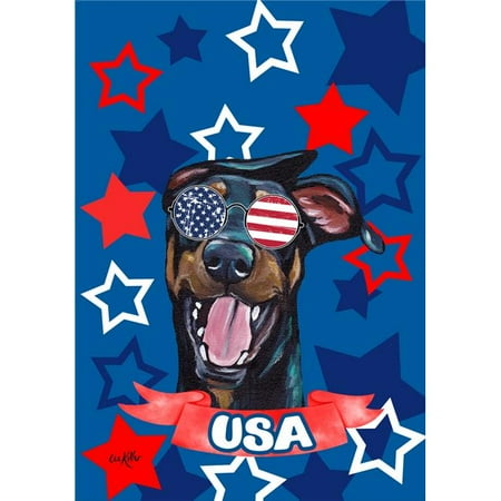 Best of Breed HH320151 Doberman Uncropped Best of Breed HHS Patriotic Garden Flag  Black & Tan