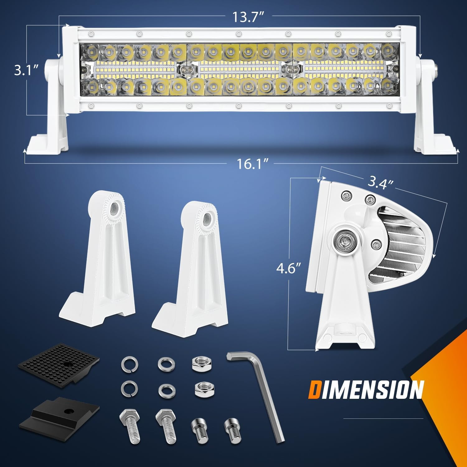 Nilight 13.5-Inch Triple Row LED Light Bar, White Spot/Flood Combo Beam, Waterproof Off-Road & Marine Deck Lighting