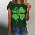 thumbnail image 2 of mihongmao Shamrock Print T Shirts for Women Ladies and Gentlemen's Casual St. Patrick Print Short Sleeved Round Neck Top Green L, 2 of 7