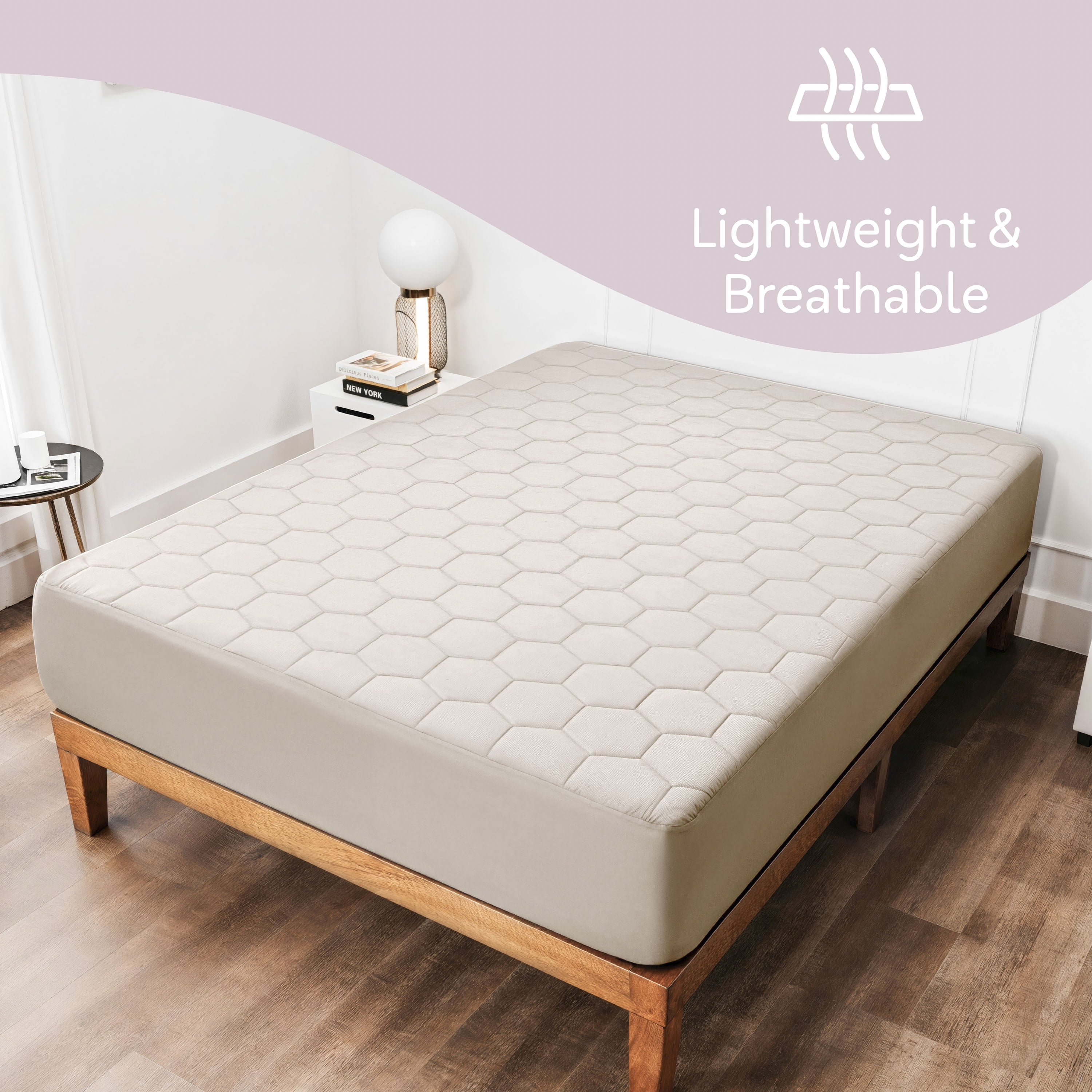 Lammaloe King Size Quilted Fitted Mattress Pad Cover, 100% Waterproof Mattress Protectors, Deep Pocket Fitted Mattress Cover 8" - 21" (78" x 80", Beige Cream)