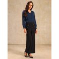 thumbnail image 3 of DARING DIVA Long Sleeve V Neck Classic Business Work Shirt Top X-Large Peacock Blue, 3 of 6