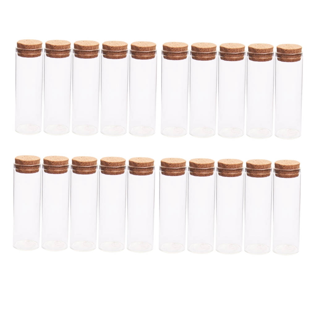 LOLIPPYY DIY Decorative Glass Containers with Bamboo Corks for Tea - 20Pcs