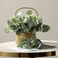 thumbnail image 2 of Zhuge 20 piezas de plantas verdes artificiales, 10 piezas de hojas de eucalipto ovaladas artificiales mixtas, tallos de semillas blancas y 10 piezas de decoración de plantas verdes, 2 of 5