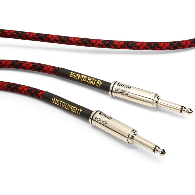 Ernie Ball Braided Instrument Cable, Straight Straight, 10ft, Red/Black