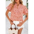 thumbnail image 3 of PRETTYGARDEN Boho Short Sleeve Floral Work Blouses for Women Dressy Casual V Neck Puff Sleeve Loose Chiffon Flowy Tops Shirts, 3 of 7