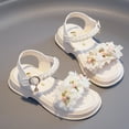 thumbnail image 7 of WERYOUNG Girls Sandals Summer Fashion Soft Sole Open Toe Pearl Flower Princess Shoes Toddler Cute Party Beach Sandal,Beige,4-4.5 Years, 7 of 7
