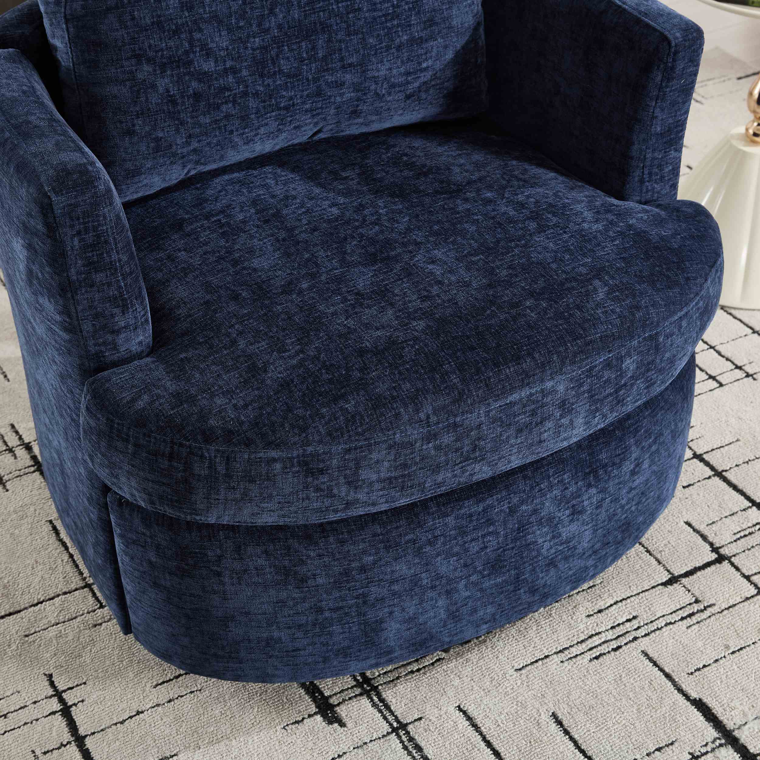 360° Swivel Barrel Chair, Upholstered Accent Chair, Suitable for Nurseries, Offices,Blue