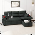thumbnail image 2 of Dextrus Convertible Sofa Bed Sleeper Pull Out Sectional Couch with 2 Pillows, Sleeper Sofa with USB Ports, Dark Gray, 2 of 10